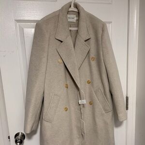 Women's Cream Double-Breasted Coat
